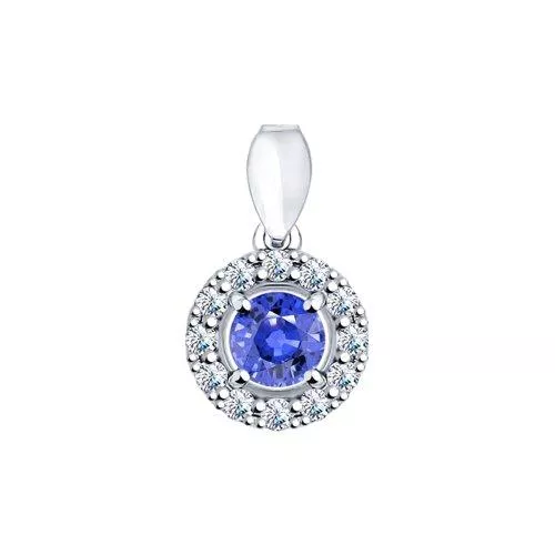 Подвеска из серебра с синим фианитом