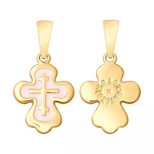 Крест из золочёного серебра с эмалью