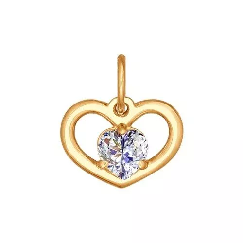 Подвеска из золочёного серебра с фианитом «Love»