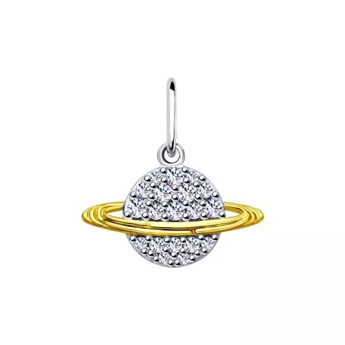 Подвеска из серебра «Планета» с золочением и фианитами