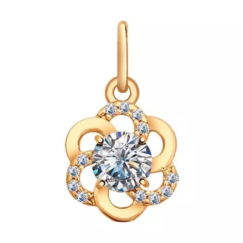 Подвеска из золочёного серебра с фианитами