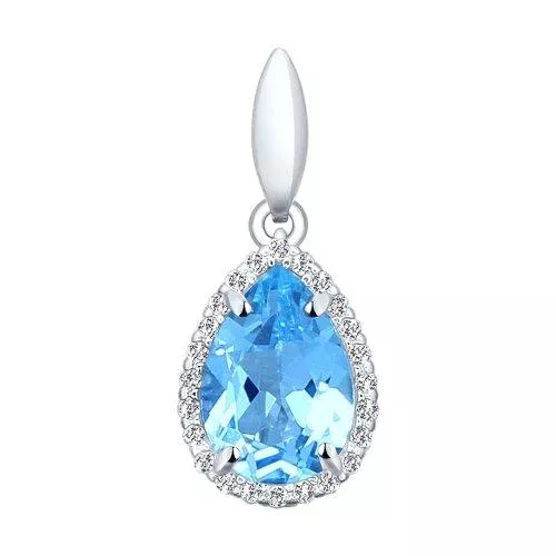 Подвеска из серебра с топазом и фианитами
