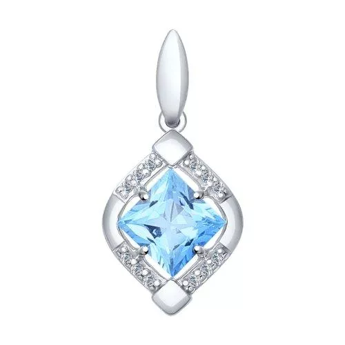 Подвеска из серебра с топазом и фианитами
