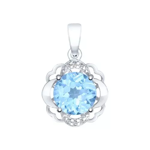 Подвеска из серебра с топазом и фианитами