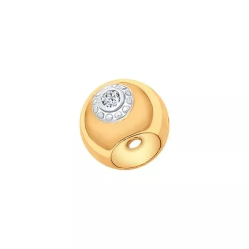 Подвеска-шарм из золочёного серебра с фианитами