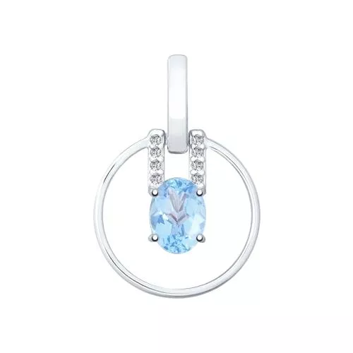 Подвеска из серебра с топазом и фианитами