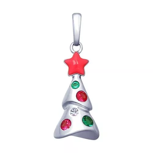 Подвеска из серебра с эмалью и фианитами