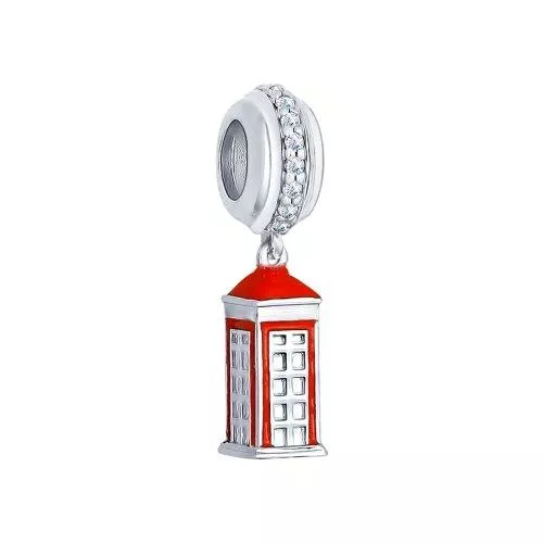 Подвеска-шарм из серебра с эмалью с фианитами