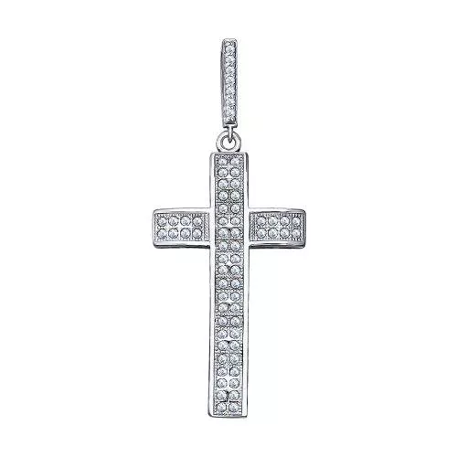 Крест из серебра с фианитами