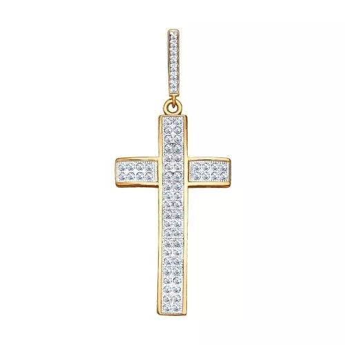 Крест из золочёного серебра с фианитами