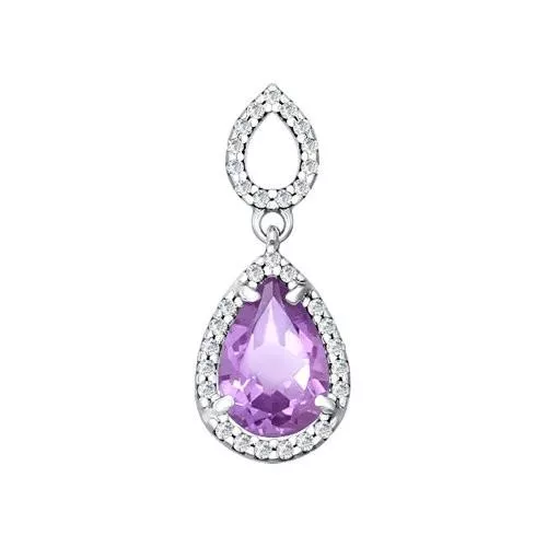 Подвеска из серебра с аметистом и фианитами