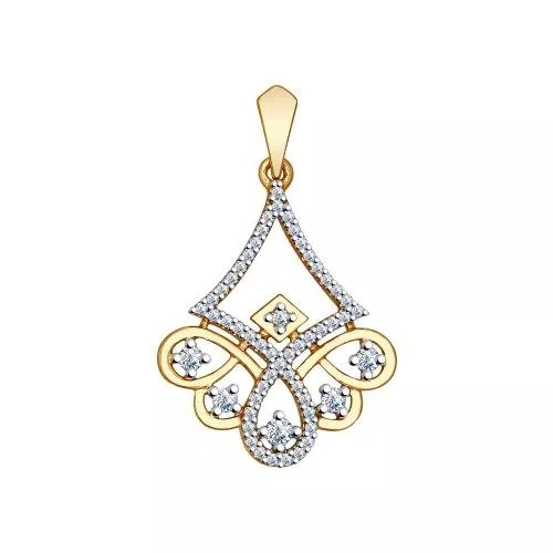 Подвеска из золочёного серебра с фианитами