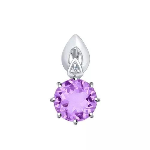 Подвеска из серебра с аметистом и фианитом