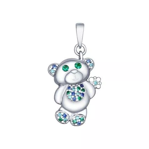 Подвеска «Медведь» с фианитами