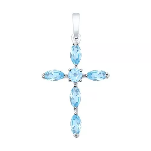 Крест из серебра с топазами