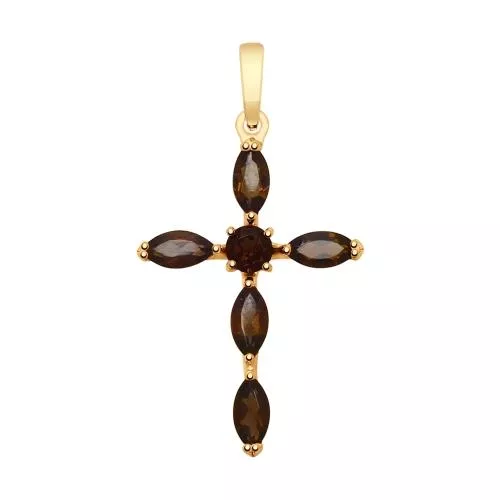 Подвеска из золочёного серебра с раухтопазами