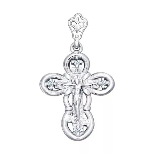 Крест из серебра с фианитами