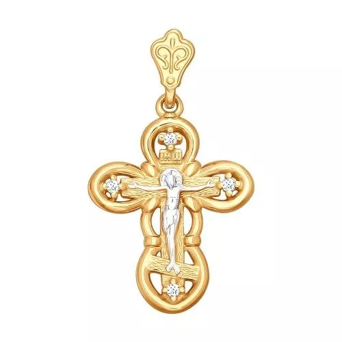 Крест из золочёного серебра с фианитами