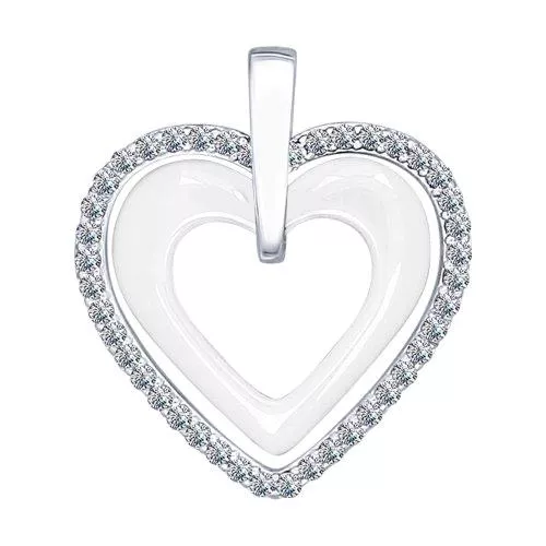 Подвеска из серебра с керамической вставкой и фианитом