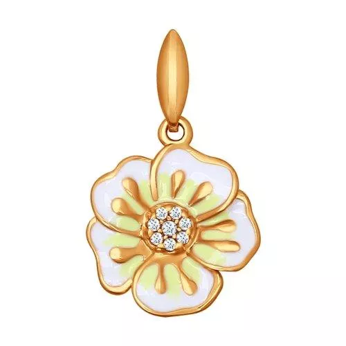 Подвеска из золочёного серебра с эмалью с фианитами