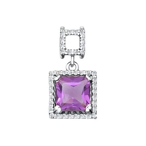 Подвеска из серебра с аметистом и фианитами