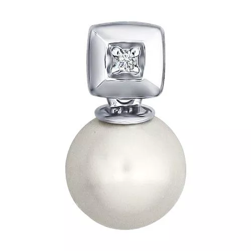 Подвеска из серебра с жемчугом и фианитом