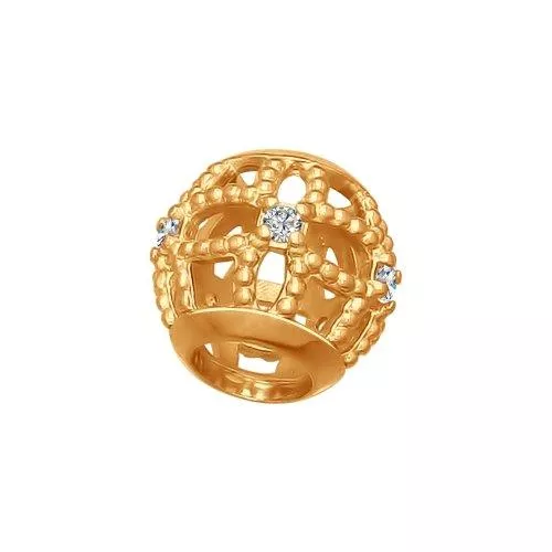 Подвеска-шарм из золочёного серебра с фианитами