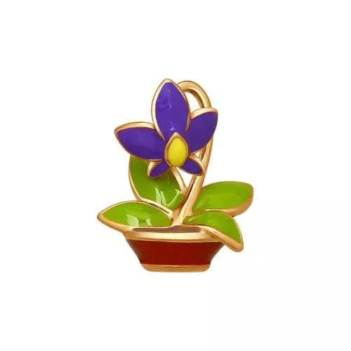 Подвеска из золочёного серебра с эмалью «Фиалка»