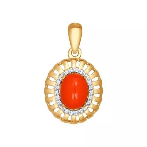 Серебряная подвеска c кораллом