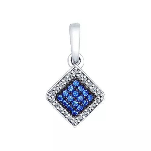 Подвеска из серебра с синими фианитами