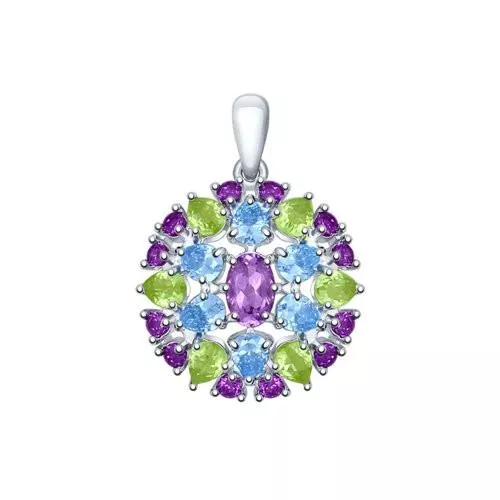 Подвеска из серебра с миксом камней