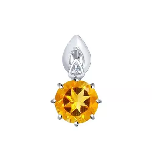 Подвеска из серебра с фианитом и цитрином