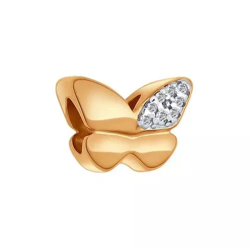 Подвеска-шарм из золочёного серебра с фианитами