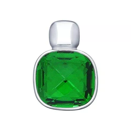 Подвеска из серебра с зелёным кристаллом Swarovski