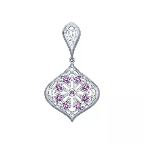Подвеска из серебра с сиреневыми фианитами