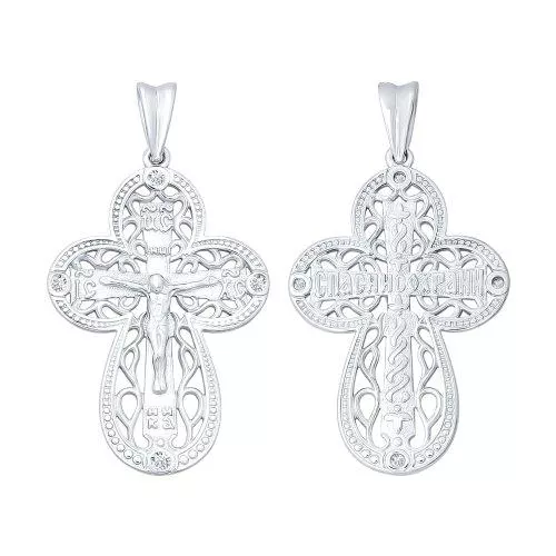 Крест из серебра с фианитами