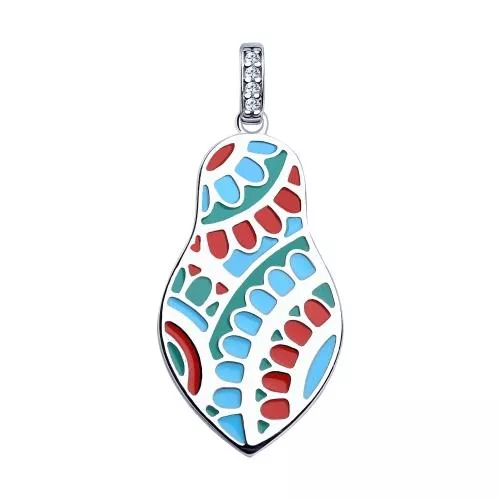 Подвеска из серебра «Матрёшка» с эмалью и фианитами