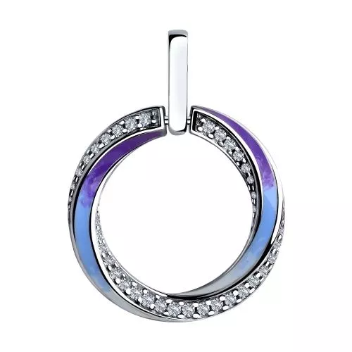 Подвеска из серебра с эмалью и фианитами