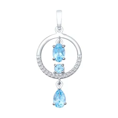 Подвеска из серебра с топазами и фианитами