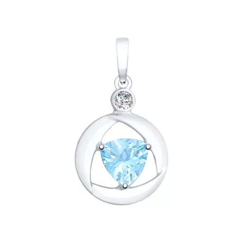 Подвеска из серебра с топазом и фианитом