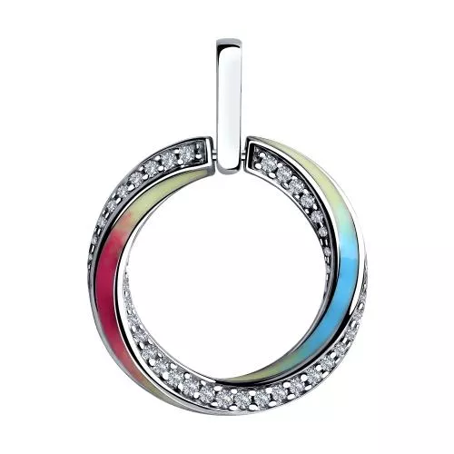 Подвеска из серебра с эмалью и фианитами