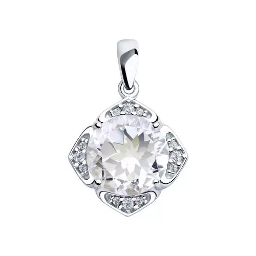 Подвеска из серебра с горным хрусталем и фианитами