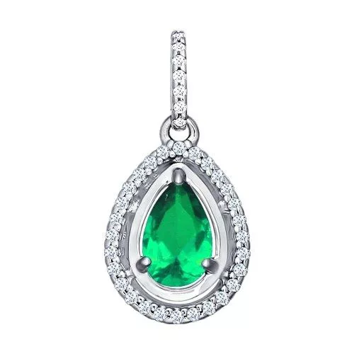 Подвеска из серебра с зелёным фианитом