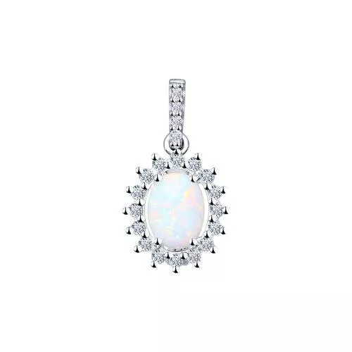 Подвеска из серебра с опалом и фианитами