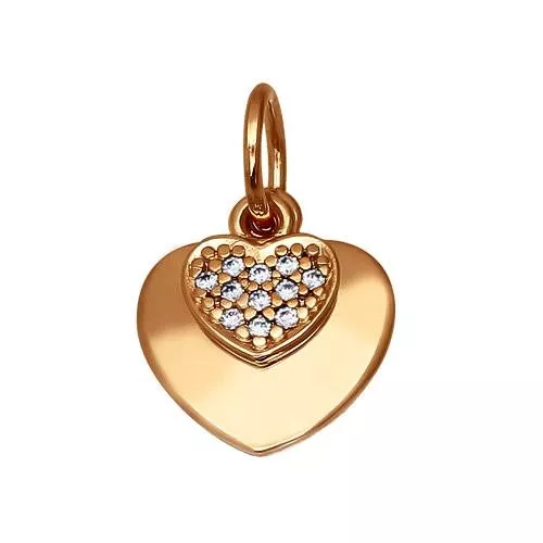 Подвеска в форме сердца украшенного фианитами