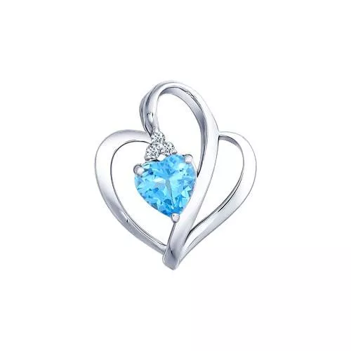 Подвеска из серебра с топазом и фианитами