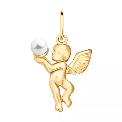 Подвеска из золочёного серебра с жемчугом