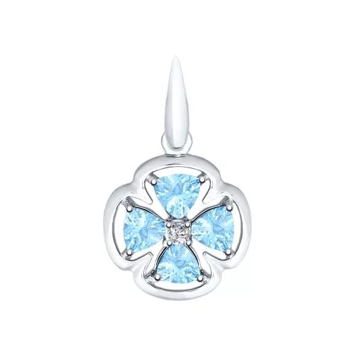Подвеска из серебра с топазами и фианитом