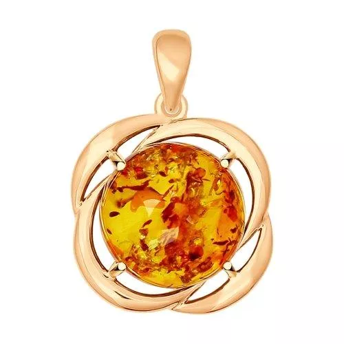 Подвеска из золочёного серебра с янтарём (пресс.)