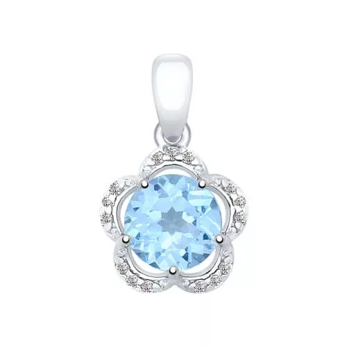 Подвеска из серебра с топазом и фианитами